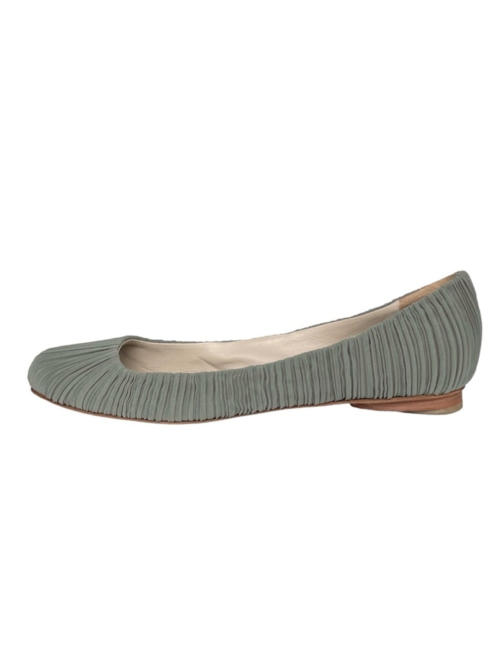 Dusica Sacks Pleated Ballet Flats Gray Sculpted Heel Italy 40